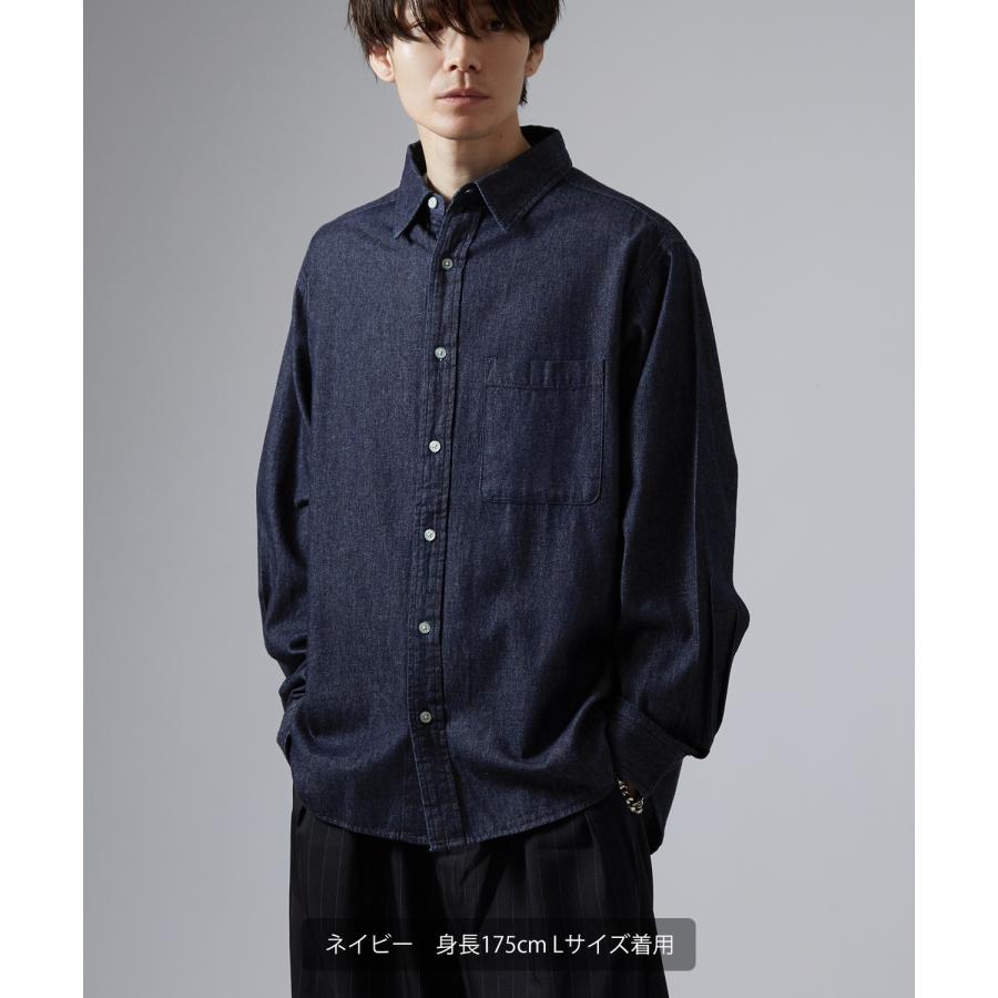 シャツ メンズ 長袖 デニムシャツ 6oz 軽オンス ボタンダウン ビッグシルエット ストリート アメカジ 無地 カジュアル 古着MIX オーバーサイズ | improves | 08