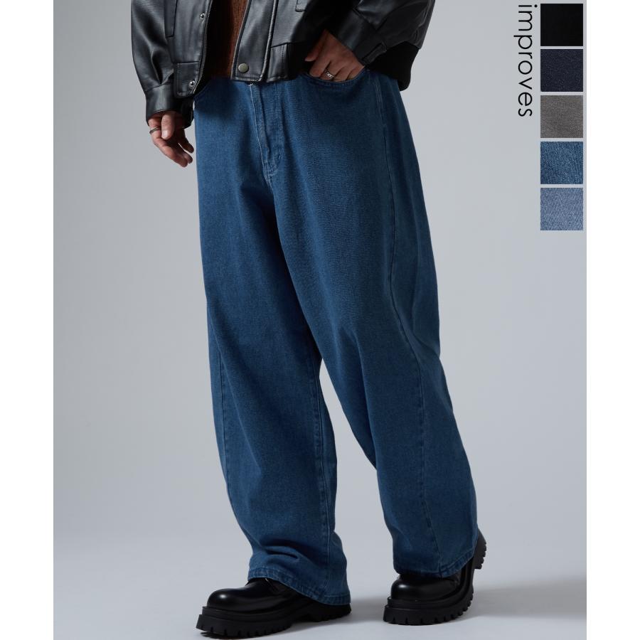 ジーンズ メンズ デニムパンツ ワイドパンツ バルーンパンツ バレルレッグ ストリート系 Y2K 古着MIX バギーパンツ 9.5オンス ビッグシルエット 韓国 | improves