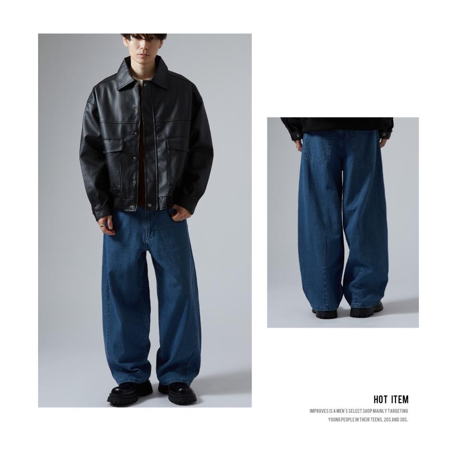 ジーンズ メンズ デニムパンツ ワイドパンツ バルーンパンツ バレルレッグ ストリート系 Y2K 古着MIX バギーパンツ 9.5オンス ビッグシルエット 韓国 | improves | 11