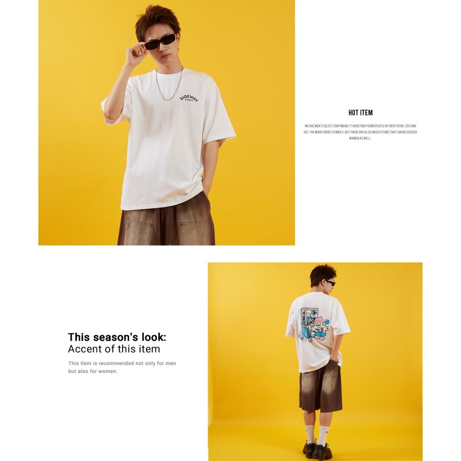 Tシャツ メンズ SIDEWAY STANCE サイドウェイスタンス 半袖 カットソー ガチャ プリント アメカジ カジュアル Y2K ストリート 古着MIX 韓国 ブラック ホワイト | improves | 17