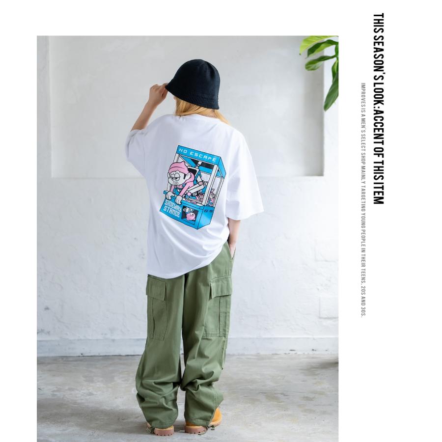 Tシャツ メンズ SIDEWAY STANCE サイドウェイスタンス 半袖 カットソー クレーン プリント アメカジ カジュアル Y2K ストリート 古着MIX 韓国 ブラック ホワイト | improves | 05