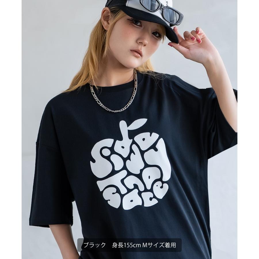 Tシャツ メンズ SIDEWAY STANCE サイドウェイスタンス 半袖 カットソー アップル プリント アメカジ カジュアル Y2K ストリート 古着MIX 韓国 ブラック ホワイト | improves | 12
