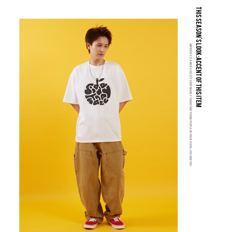 Tシャツ メンズ SIDEWAY STANCE サイドウェイスタンス 半袖 カットソー アップル プリント アメカジ カジュアル Y2K ストリート 古着MIX 韓国 ブラック ホワイト | improves | 06