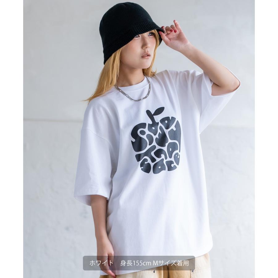 Tシャツ メンズ SIDEWAY STANCE サイドウェイスタンス 半袖 カットソー アップル プリント アメカジ カジュアル Y2K ストリート 古着MIX 韓国 ブラック ホワイト | improves | 08
