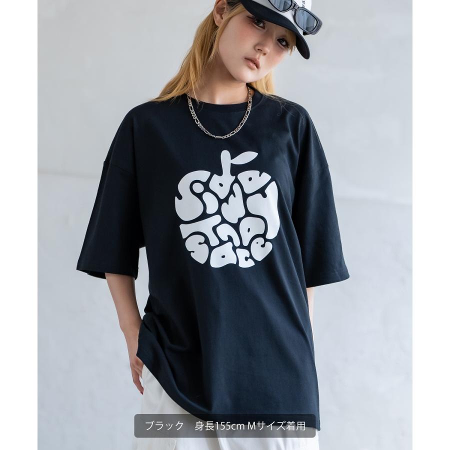 Tシャツ メンズ SIDEWAY STANCE サイドウェイスタンス 半袖 カットソー アップル プリント アメカジ カジュアル Y2K ストリート 古着MIX 韓国 ブラック ホワイト | improves | 11