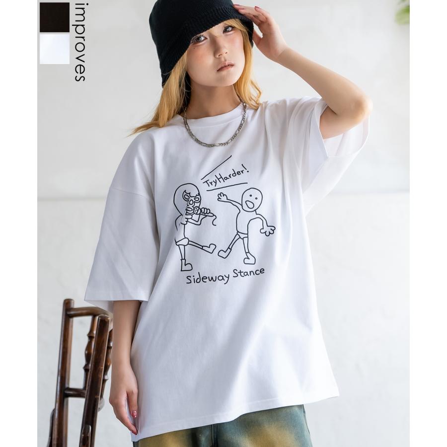Tシャツ メンズ SIDEWAY STANCE サイドウェイスタンス 半袖 カットソー レスラー プリント アメカジ カジュアル Y2K ストリート 古着MIX 韓国 ブラック ホワイト | improves