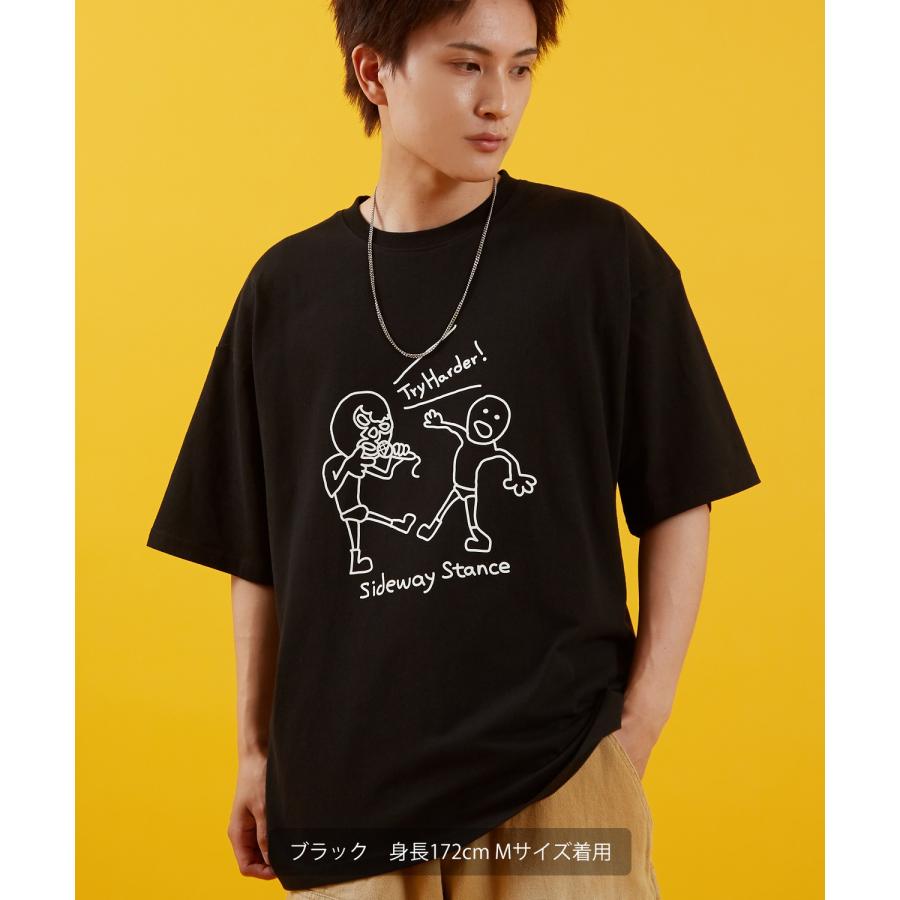 Tシャツ メンズ SIDEWAY STANCE サイドウェイスタンス 半袖 カットソー レスラー プリント アメカジ カジュアル Y2K ストリート 古着MIX 韓国 ブラック ホワイト | improves | 10