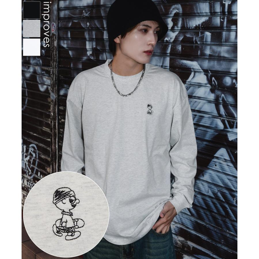 長袖Tシャツ メンズ SIDEWAY STANCE サイドウェイスタンス ワンポイント刺しゅう スケーターボーイ カットソー 大きめ アメカジ カジュアル  ストリート | improves