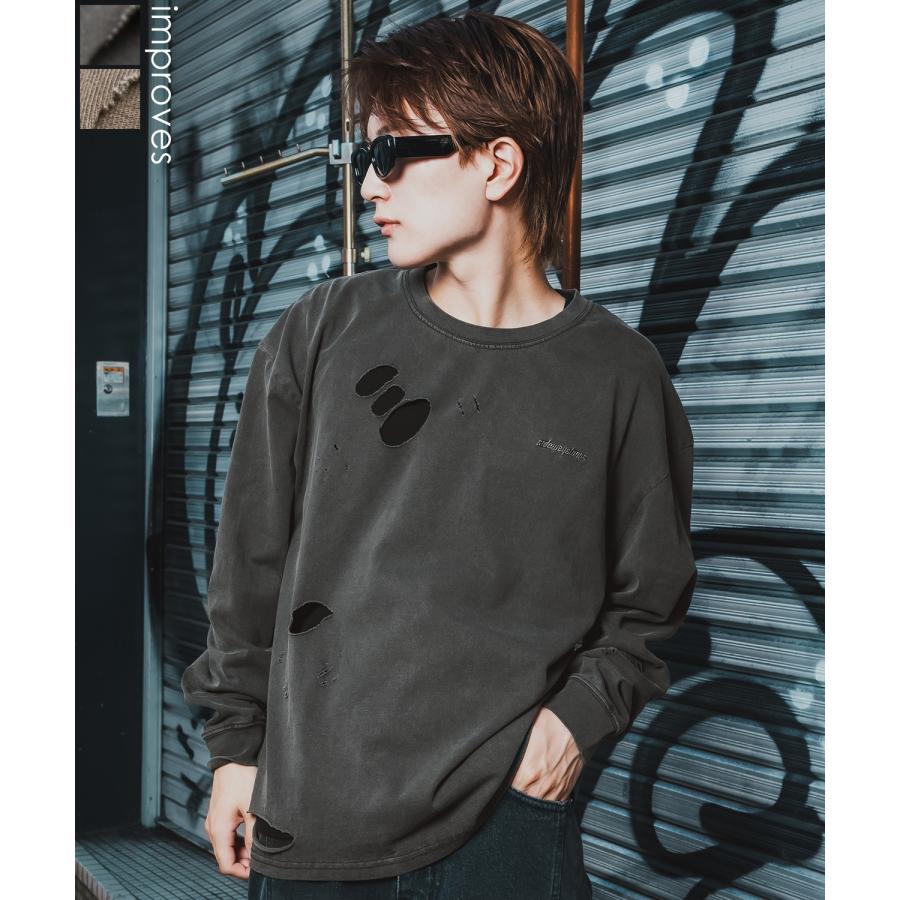 長袖Tシャツ メンズ レディース ブランドロゴ 長袖 グランジTシャツ SIDEWAY STANCE サイドウェイスタンス 刺しゅう ロンT カットソー アメカジ Y2K 韓国 | improves