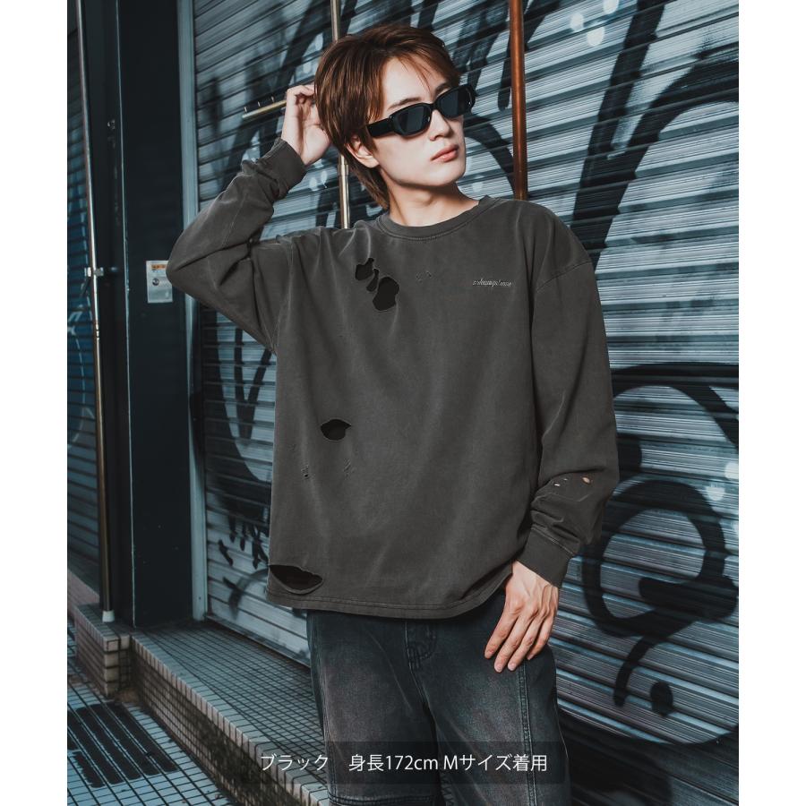 長袖Tシャツ メンズ レディース ブランドロゴ 長袖 グランジTシャツ SIDEWAY STANCE サイドウェイスタンス 刺しゅう ロンT カットソー アメカジ Y2K 韓国 | improves | 03