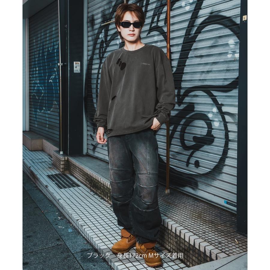 長袖Tシャツ メンズ レディース ブランドロゴ 長袖 グランジTシャツ SIDEWAY STANCE サイドウェイスタンス 刺しゅう ロンT カットソー アメカジ Y2K 韓国 | improves | 06