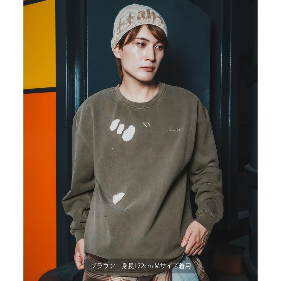 長袖Tシャツ メンズ レディース ブランドロゴ 長袖 グランジTシャツ SIDEWAY STANCE サイドウェイスタンス 刺しゅう ロンT カットソー アメカジ Y2K 韓国 | improves | 07