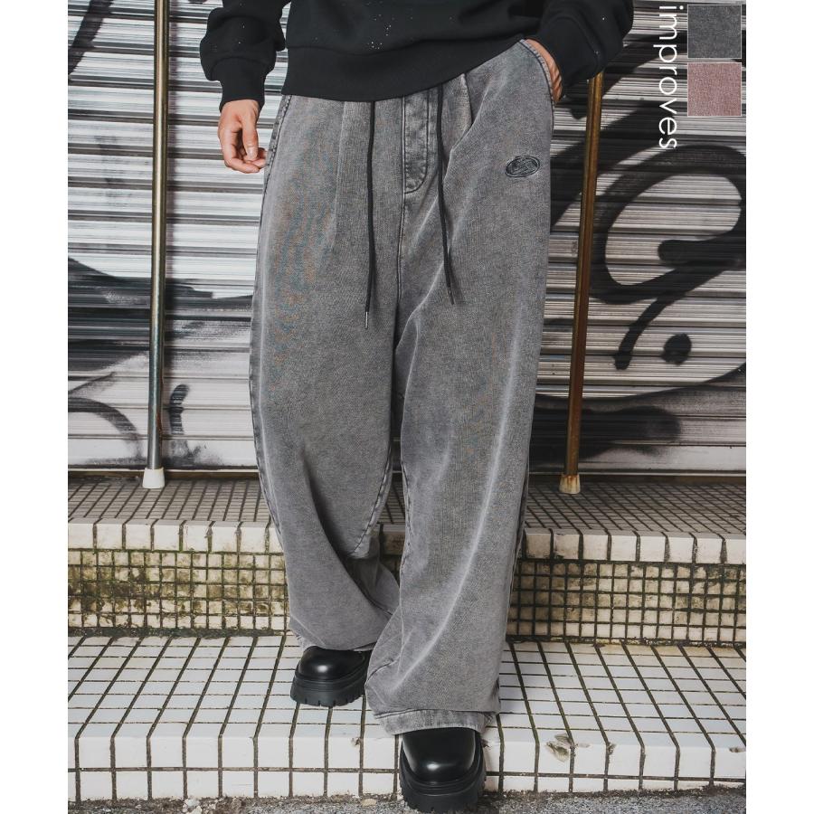 ワイドパンツ メンズ SIDEWAY STANCE サイドウェイスタンス スウェット ケミカル イージーパンツ タックパンツ ストリート カジュアル 韓国 | improves