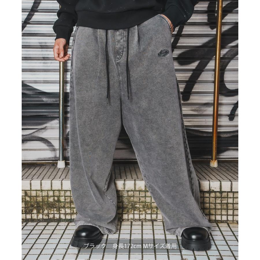 ワイドパンツ メンズ SIDEWAY STANCE サイドウェイスタンス スウェット ケミカル イージーパンツ タックパンツ ストリート カジュアル 韓国 | improves | 03
