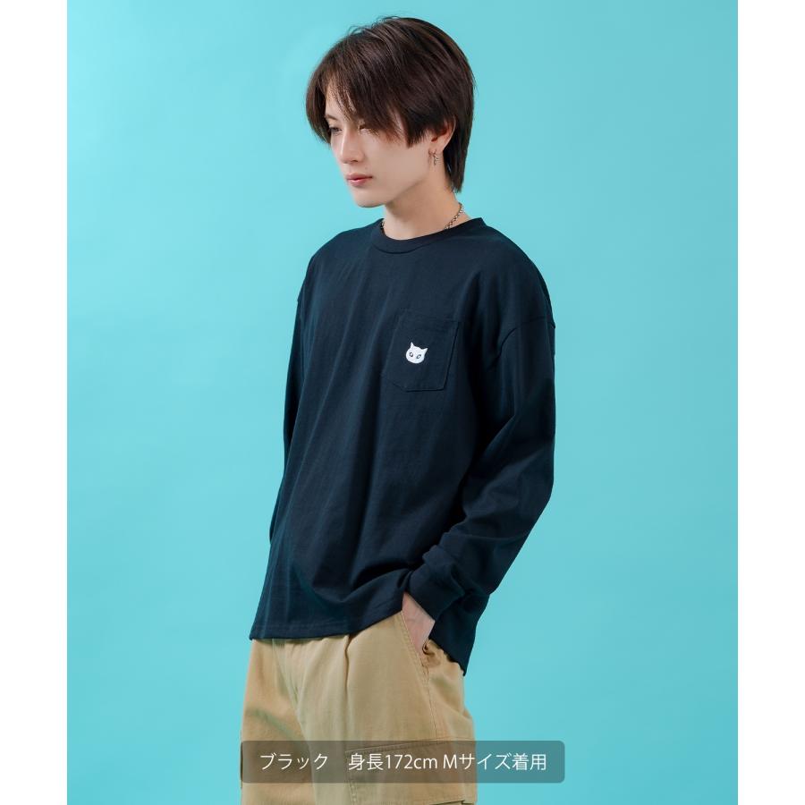 長袖Tシャツ メンズ SIDEWAY STANCE サイドウェイスタンス 猫刺しゅう ワンポイント ポケT ストリート スケーター ホワイト ブラック | improves | 04