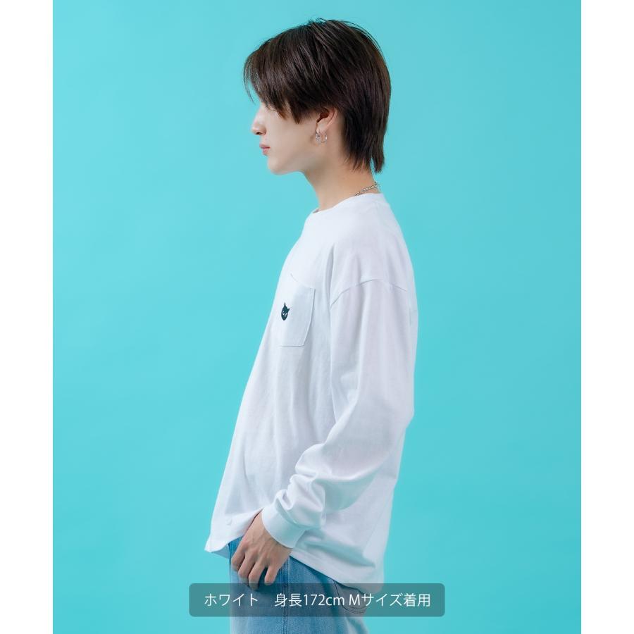 長袖Tシャツ メンズ SIDEWAY STANCE サイドウェイスタンス 猫刺しゅう ワンポイント ポケT ストリート スケーター ホワイト ブラック | improves | 08