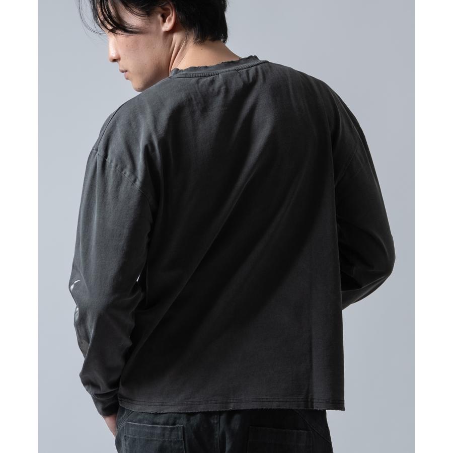 長袖Tシャツ メンズ SIDEWAY STANCE ピグメント メタリックプリント ロンT ストリート スケーター 古着MIX ブラウン ブラック | improves | 05