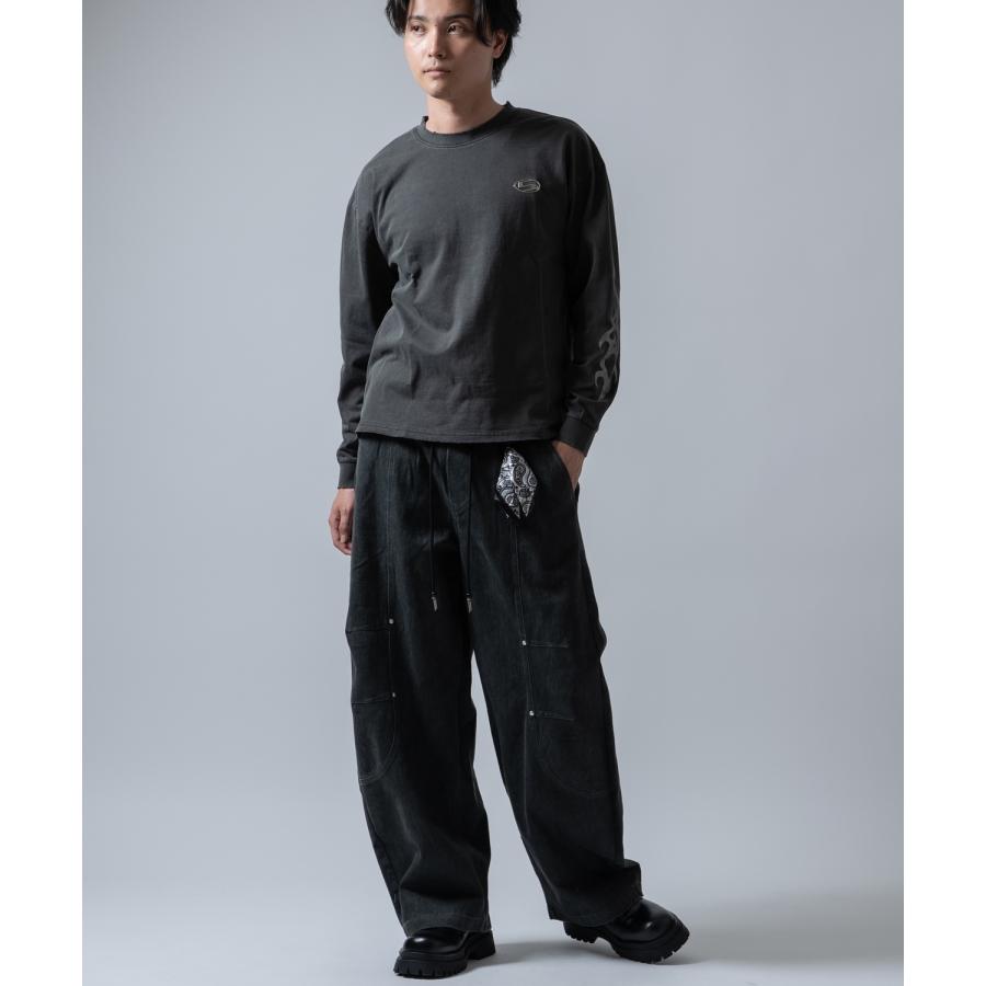 長袖Tシャツ メンズ SIDEWAY STANCE ピグメント メタリックプリント ロンT ストリート スケーター 古着MIX ブラウン ブラック | improves | 06
