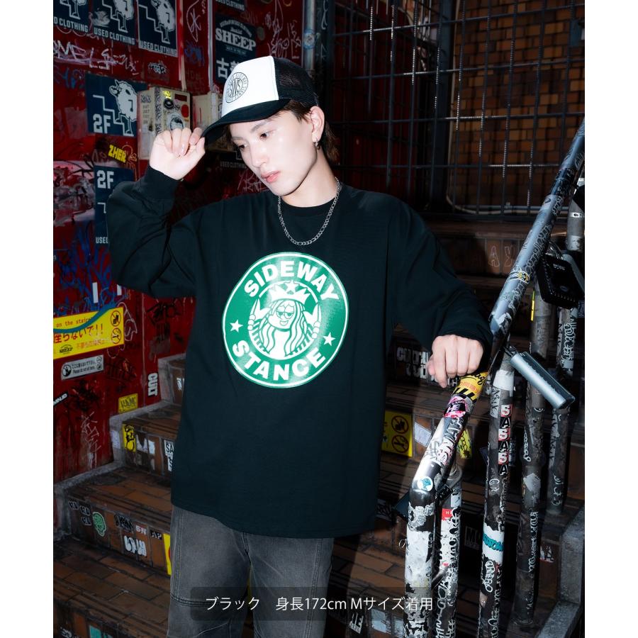 長袖Tシャツ メンズ SIDEWAY STANCE サイドウェイスタンス サークル ラベル プリント アメカジ カジュアル Y2K ストリート 90s コーヒー 韓国 | improves | 03