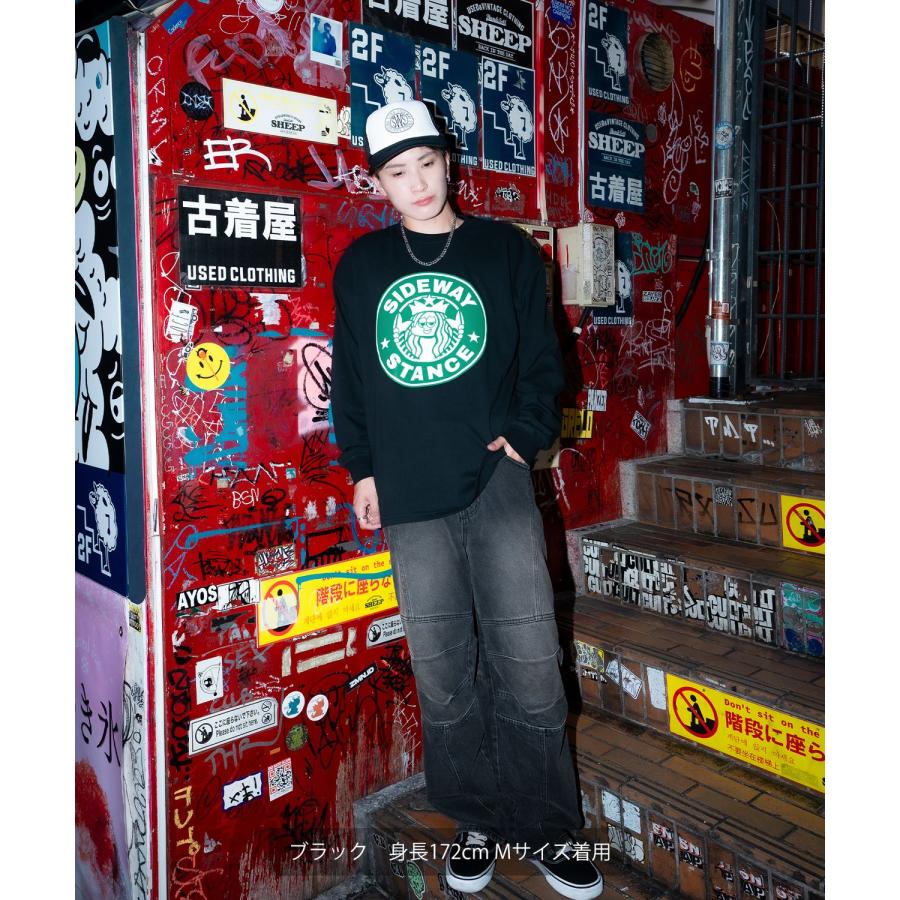 長袖Tシャツ メンズ SIDEWAY STANCE サイドウェイスタンス サークル ラベル プリント アメカジ カジュアル Y2K ストリート 90s コーヒー 韓国 | improves | 06