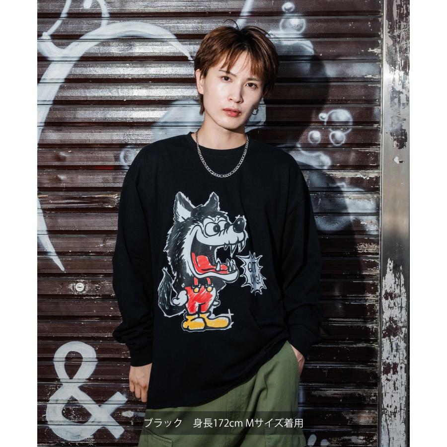 Tシャツ メンズ SIDEWAY STANCE サイドウェイスタンス ウルフ オオカミ クレヨン レトロ プリント カットソー アメカジ カジュアル Y2K ストリート 古着 韓国 | improves | 03