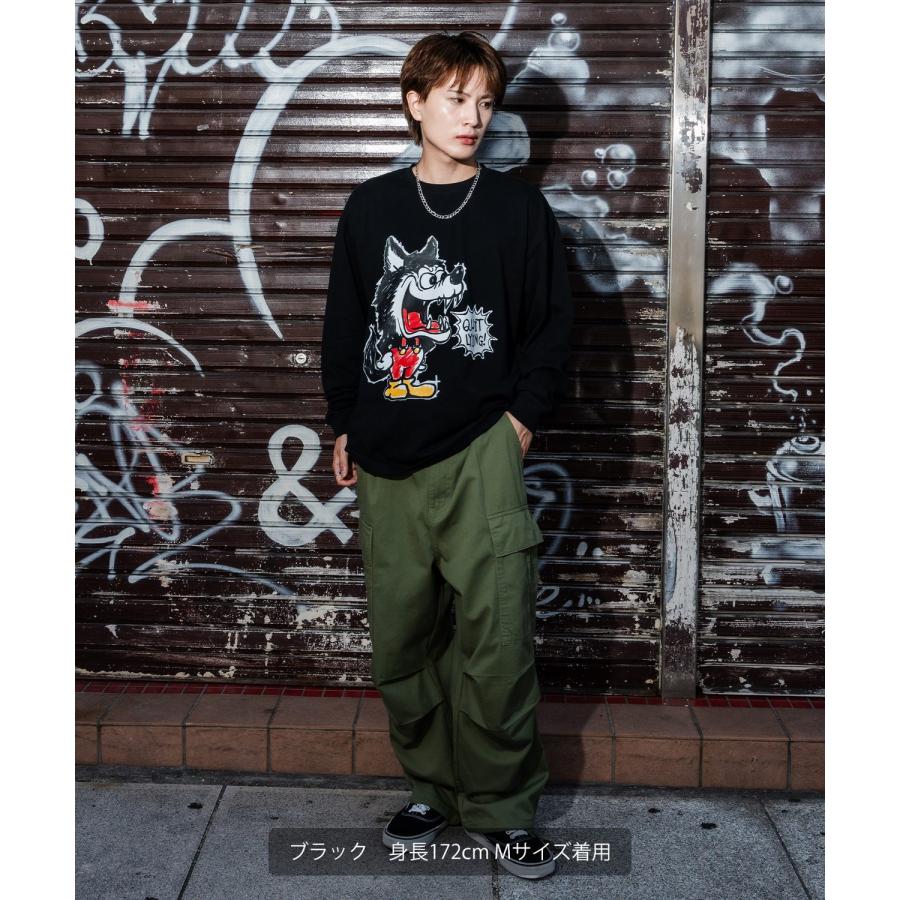 Tシャツ メンズ SIDEWAY STANCE サイドウェイスタンス ウルフ オオカミ クレヨン レトロ プリント カットソー アメカジ カジュアル Y2K ストリート 古着 韓国 | improves | 06