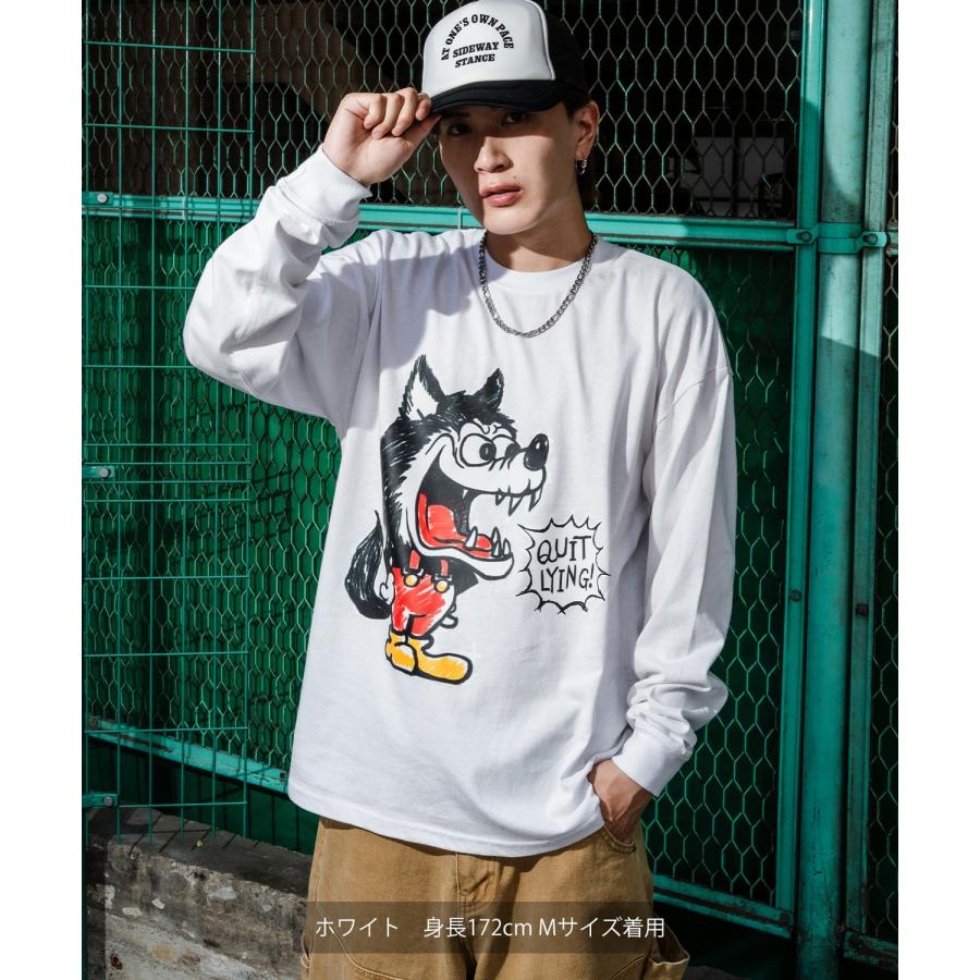 Tシャツ メンズ SIDEWAY STANCE サイドウェイスタンス ウルフ オオカミ クレヨン レトロ プリント カットソー アメカジ カジュアル Y2K ストリート 古着 韓国 | improves | 07