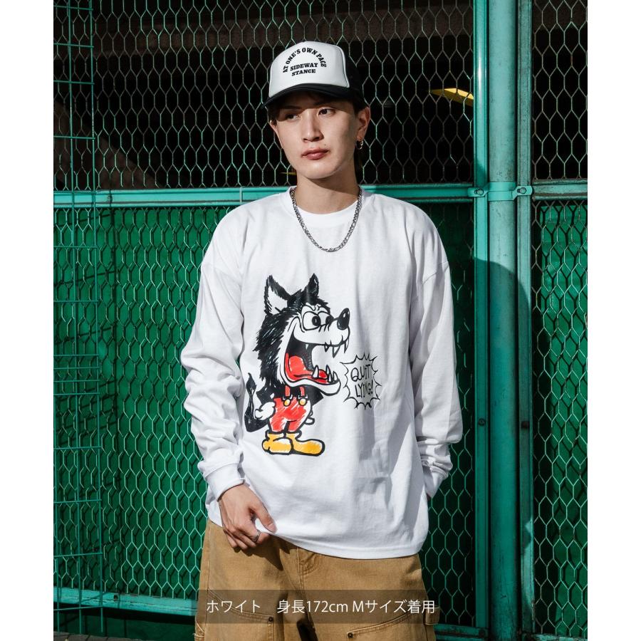 Tシャツ メンズ SIDEWAY STANCE サイドウェイスタンス ウルフ オオカミ クレヨン レトロ プリント カットソー アメカジ カジュアル Y2K ストリート 古着 韓国 | improves | 08