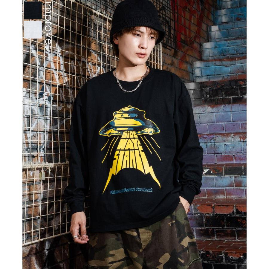カットソー メンズ SIDEWAY STANCE サイドウェイスタンス ロンT 長袖 Tシャツ UFO プリント アメカジ カジュアル Y2K ストリート 90s レトロ 韓国 | improves