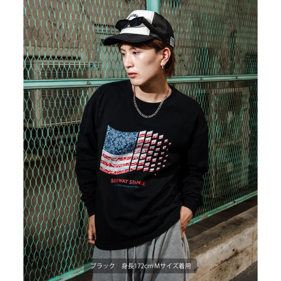 カットソー メンズ SIDEWAY STANCE サイドウェイスタンス ロンT 長袖 Tシャツ バンダナ 星条旗 アメカジ カジュアル Y2K ストリート 90s レトロ 韓国 | improves | 03