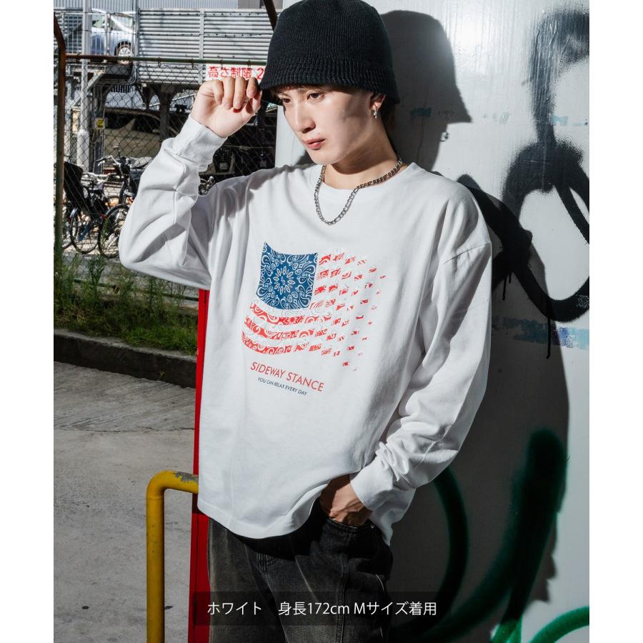 カットソー メンズ SIDEWAY STANCE サイドウェイスタンス ロンT 長袖 Tシャツ バンダナ 星条旗 アメカジ カジュアル Y2K ストリート 90s レトロ 韓国 | improves | 07