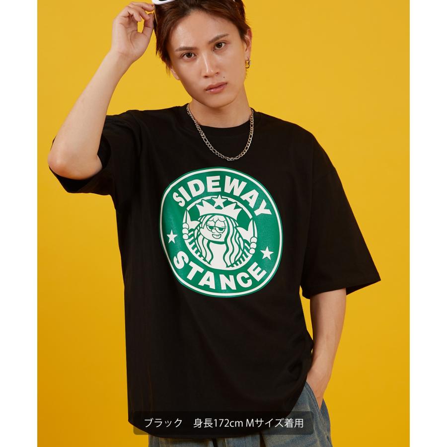 カットソー メンズ SIDEWAY STANCE サイドウェイスタンス 半袖 Tシャツ  サークル ラベル プリント アメカジ カジュアル Y2K ストリート 90s コーヒー 韓国 | improves | 03