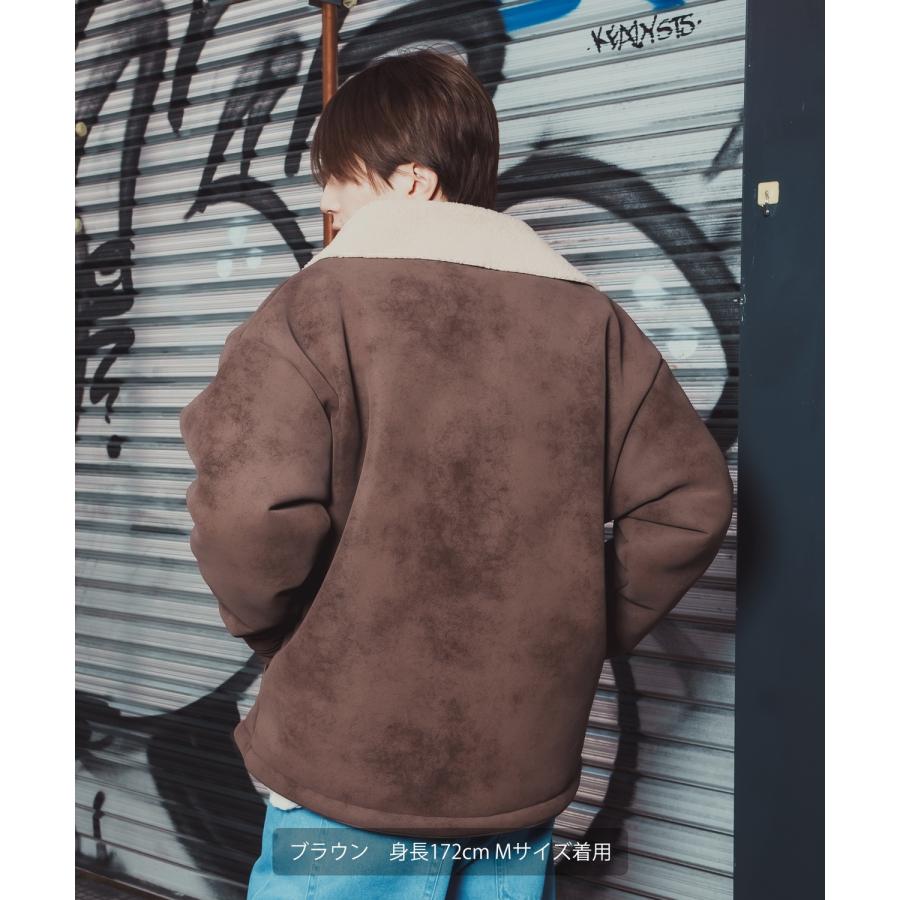 ジャケット メンズ レディース ボア襟 スエードタッチ ワーク ストリート アメカジ 古着MIX ビッグシルエット 韓国 ブラック ブラウン | improves | 13