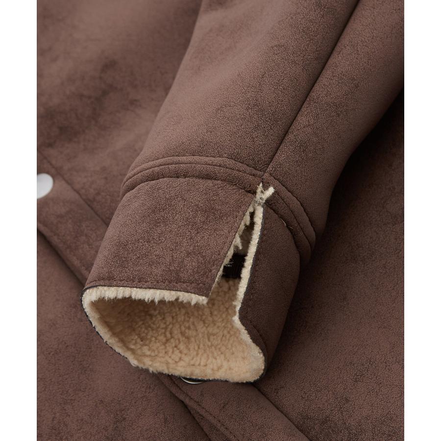 ジャケット メンズ レディース ボア襟 スエードタッチ ワーク ストリート アメカジ 古着MIX ビッグシルエット 韓国 ブラック ブラウン | improves | 18