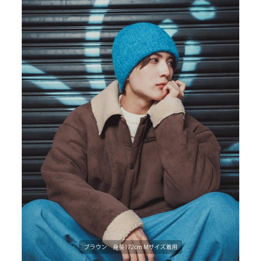 ジャケット メンズ レディース ボア襟 スエードタッチ ワーク ストリート アメカジ 古着MIX ビッグシルエット 韓国 ブラック ブラウン | improves | 11