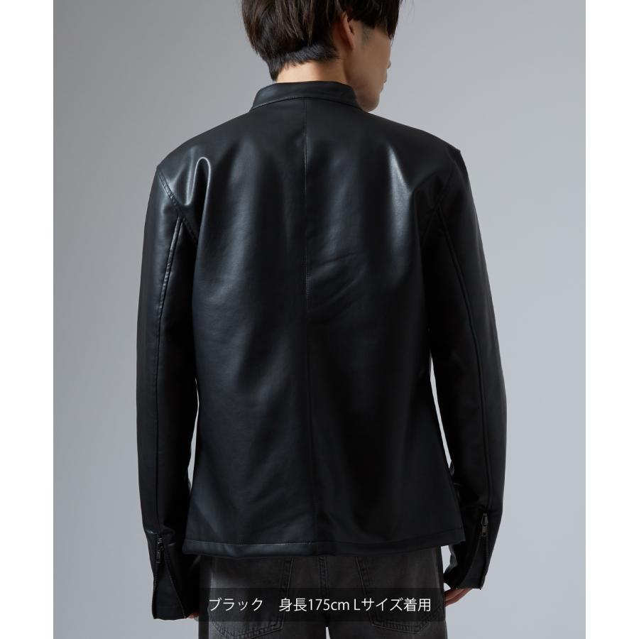 ブルゾン メンズ シンセティックレザー PUレザー 合成皮革 シングル ライダースジャケット アメカジ カジュアル ロック モード 韓国ファッション 大人カジュアル | improves | 04