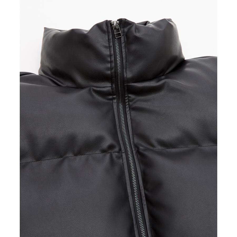 ダウンジャケット メンズ シンセティックレザー PUレザー 合成皮革 中綿 ショートペディン ブルゾン アメカジ カジュアル ロック モード 韓国ファッション | improves | 07