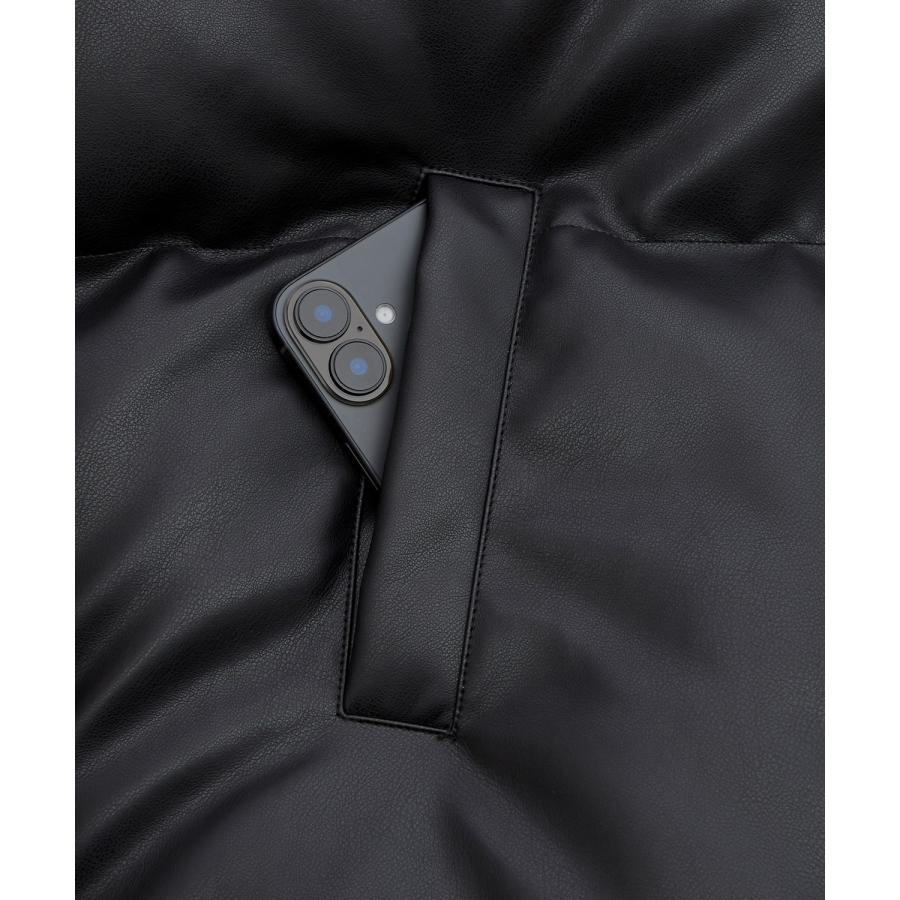 ダウンジャケット メンズ シンセティックレザー PUレザー 合成皮革 中綿 ショートペディン ブルゾン アメカジ カジュアル ロック モード 韓国ファッション | improves | 08