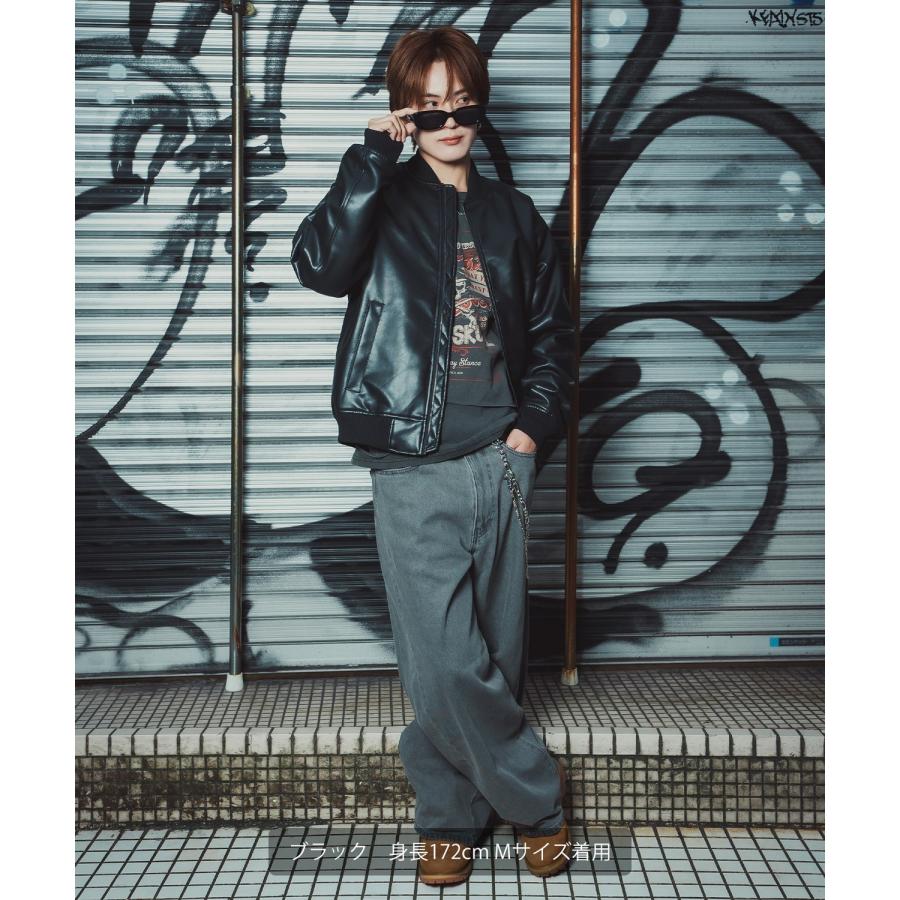 ブルゾン メンズ シンセティックレザー PUレザー 合成皮革 MA-1 ボンバージャケット アメカジ カジュアル ミリタリー 韓国ファッション 大人カジュアル | improves | 06