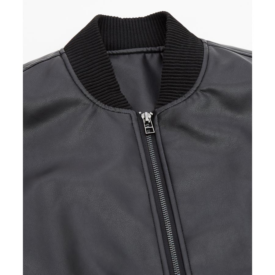 ブルゾン メンズ シンセティックレザー PUレザー 合成皮革 MA-1 ボンバージャケット アメカジ カジュアル ミリタリー 韓国ファッション 大人カジュアル | improves | 07