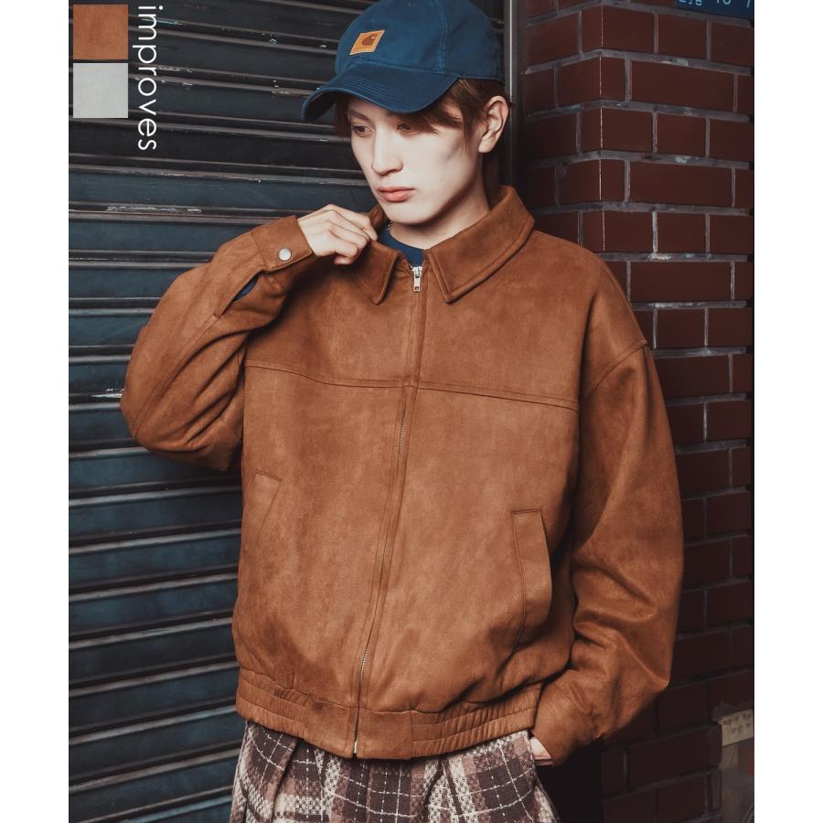 ジャケット メンズ ドリズラー スエードタッチ ブルゾン アウター オーバーサイズ ビッグシルエット ゆったり 韓国 ストリート | improves