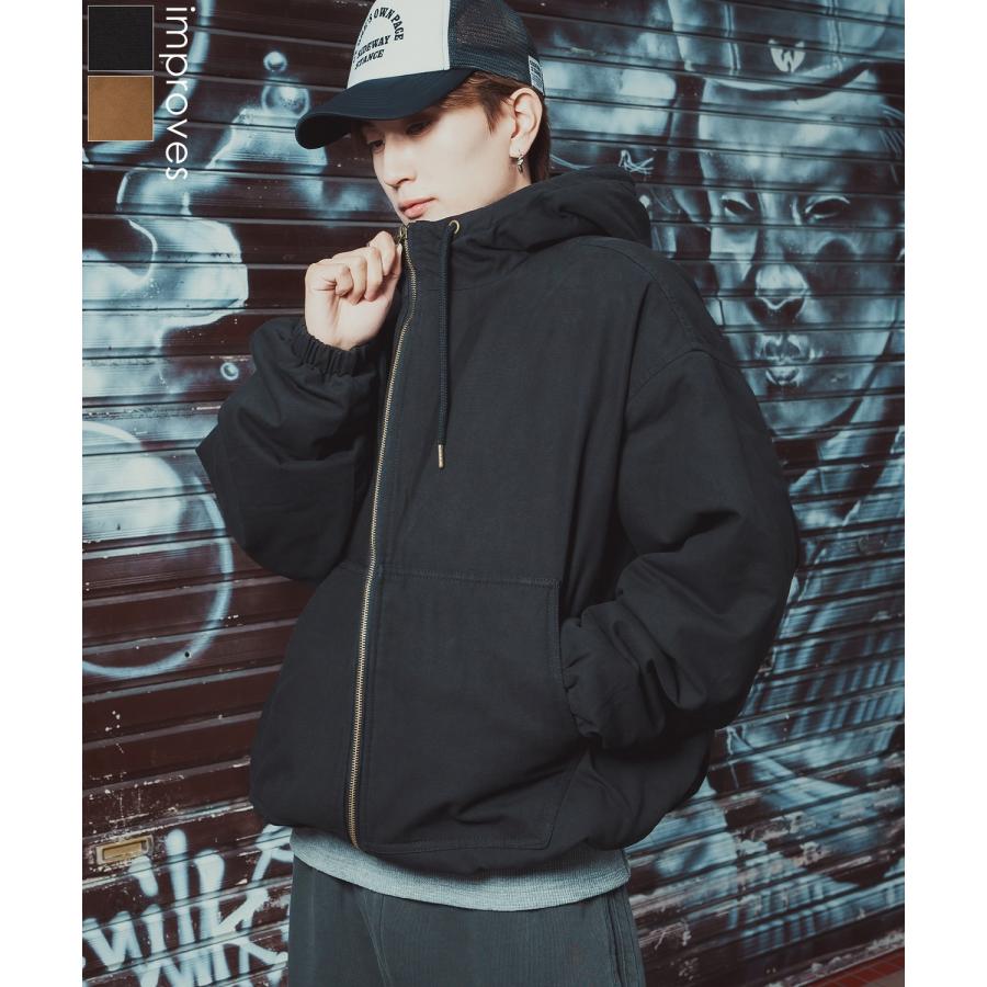 パーカー メンズ ダック ボアライナー ワークジャケット フーディージャケット ブルゾン ウィンドブレーカー アメカジ カジュアル ワーク ストリート スケーター | improves