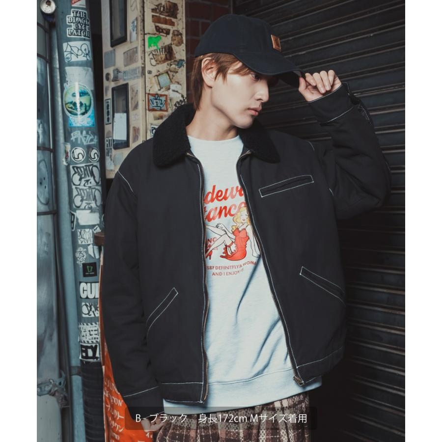 ダックボンバージャケット メンズ レディース ボア襟 コーデュロイ襟 ワークジャケット ストリート アメカジ 古着MIX ビッグシルエット 韓国 | improves | 13