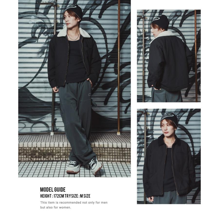 ダックボンバージャケット メンズ レディース ボア襟 コーデュロイ襟 リバーシブル ワークジャケット ストリート アメカジ 古着MIX ビッグシルエット 韓国 | improves | 15