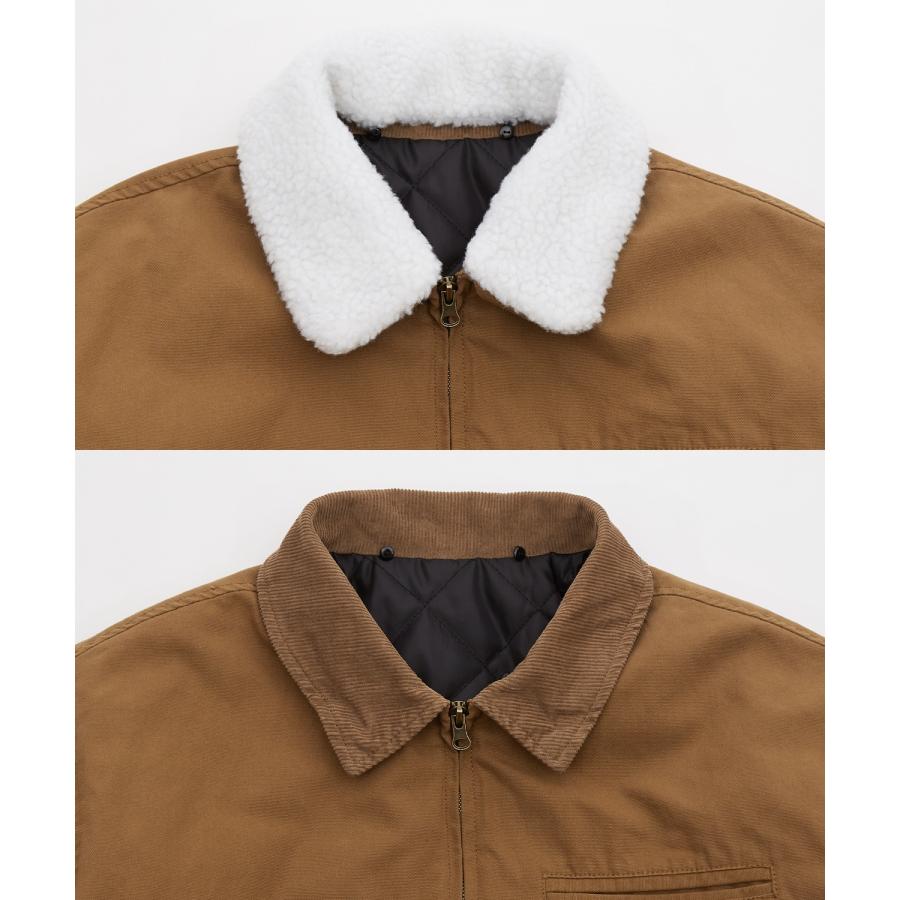 ダックボンバージャケット メンズ レディース ボア襟 コーデュロイ襟 リバーシブル ワークジャケット ストリート アメカジ 古着MIX ビッグシルエット 韓国 | improves | 16