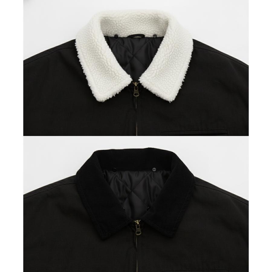 ダックボンバージャケット メンズ レディース ボア襟 コーデュロイ襟 リバーシブル ワークジャケット ストリート アメカジ 古着MIX ビッグシルエット 韓国 | improves | 18