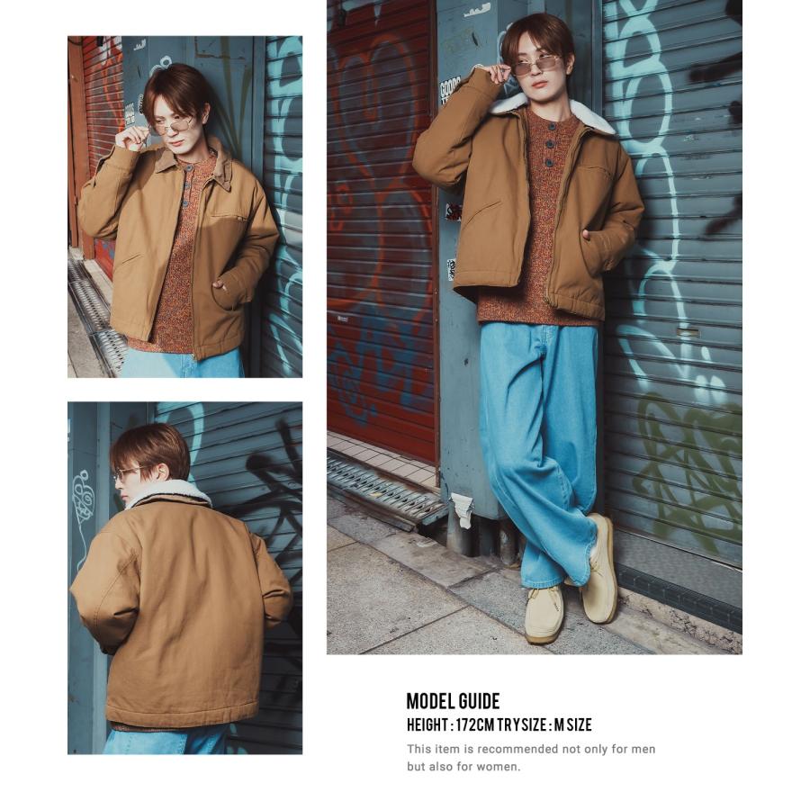 ダックボンバージャケット メンズ レディース ボア襟 コーデュロイ襟 ワークジャケット ストリート アメカジ 古着MIX ビッグシルエット 韓国 | improves | 07