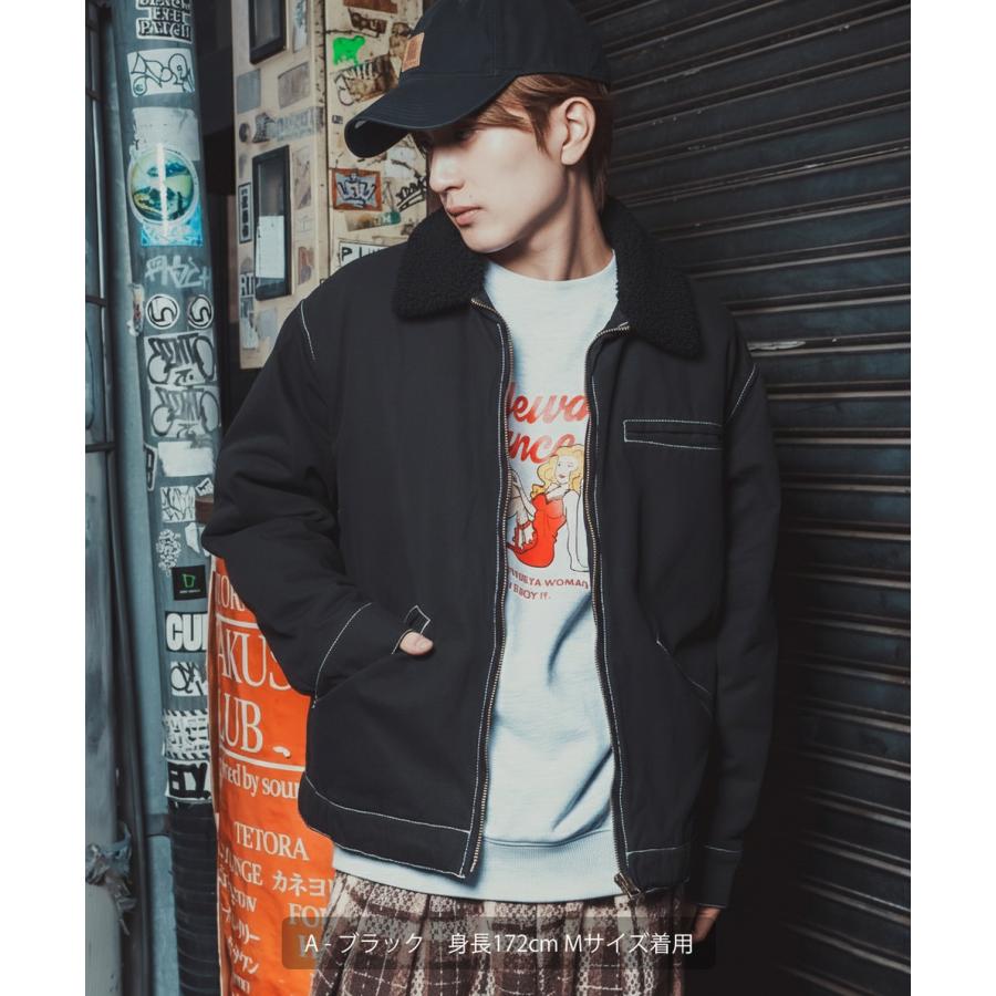 ダックボンバージャケット メンズ レディース ボア襟 コーデュロイ襟 リバーシブル ワークジャケット ストリート アメカジ 古着MIX ビッグシルエット 韓国 | improves | 08