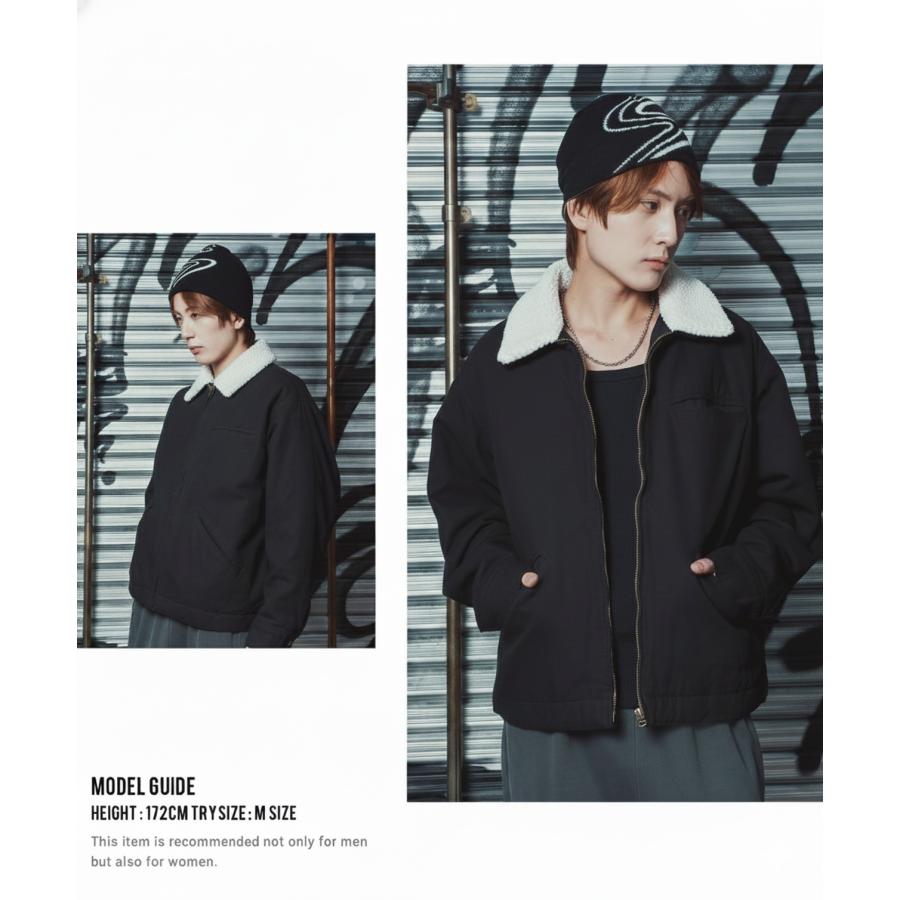 ダックボンバージャケット メンズ レディース ボア襟 コーデュロイ襟 ワークジャケット ストリート アメカジ 古着MIX ビッグシルエット 韓国 | improves | 10