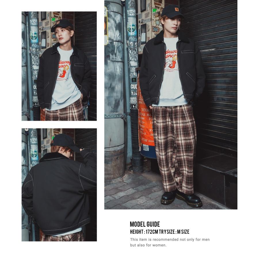 ダックボンバージャケット メンズ レディース ボア襟 コーデュロイ襟 リバーシブル ワークジャケット ストリート アメカジ 古着MIX ビッグシルエット 韓国 | improves | 11